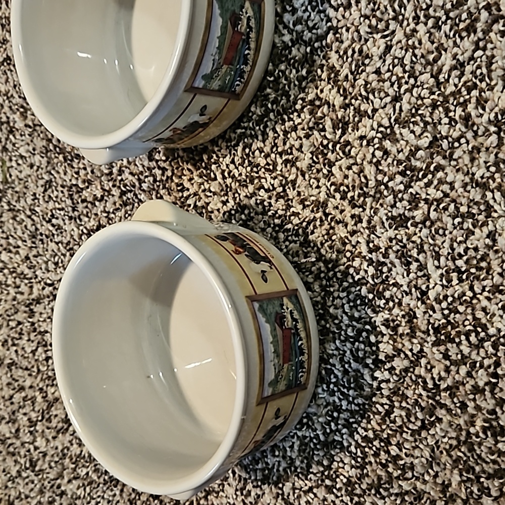 Vintage Lowell Herrero Set of 2 Ceramic Mugs "Country Cow"